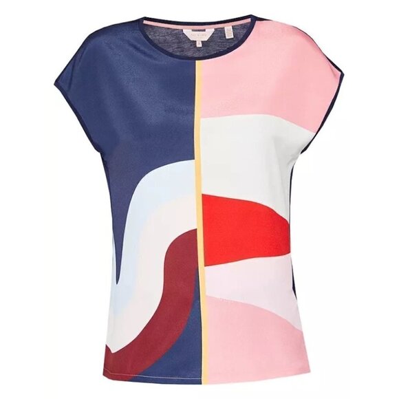 TED Baker Hasel Mississippi Abstract Design Top, Navy/Multi Size 1/ US 4 - Picture 2 of 14